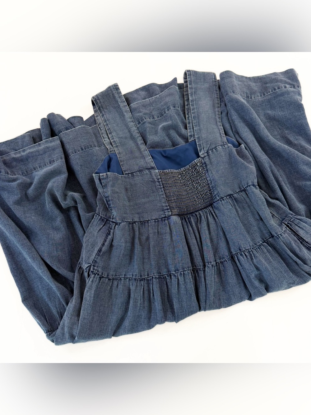 By Anthropologie Dress Womens XL Denim Tiered Helena Midi Blue - Picture 11 of 12